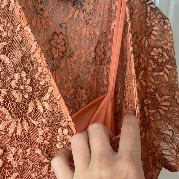 ASOS Coral Color Floral Lace Dress - Picture 9 of 13
